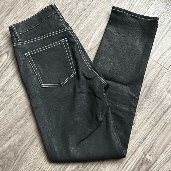 GRLFRND Coated Black White Stitch Denim Aurelia Jeans in Lights Out Sz 26 - Picture 7 of 14